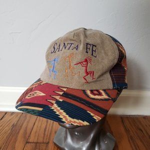 Vintage 90s Santa Fe Southwestern Aztec All Over Print Made USA Strapback Hat
